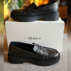 Quince Women's Lug Sole Italian Leather Loafers Size 8